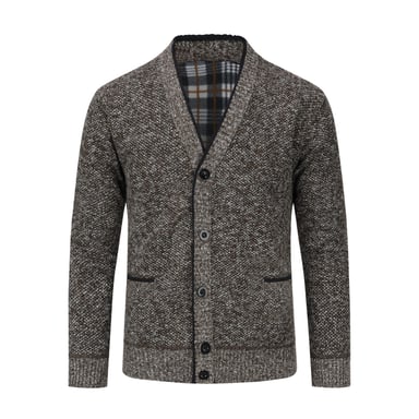 Men's Cardigan with Two Pocket Button Stand-Up Collar Cardigan for Winter Brown