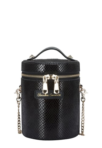 Cylinder Snake Print Cross Body Bag