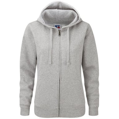 Russell Mens Authentic Full Zip Hooded Sweatshirt / Hoodie (Light Oxford)