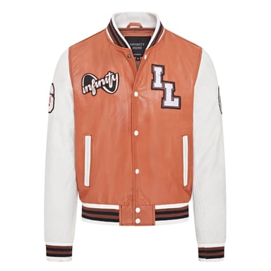 Chaqueta bomber de cuero con diseño de béisbol para hombre - Ashwood
