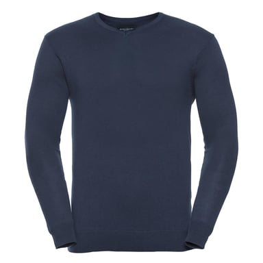 Russell Collection Mens V-Neck Knitted Pullover Sweatshirt (French Navy)