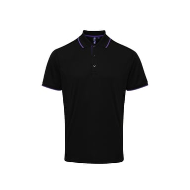 Premier Mens Contrast Coolchecker Polo Shirt (Black/Purple)