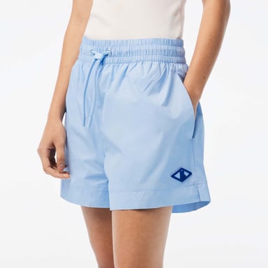 Women's Lacoste Monogram Print Shorts in Light Blue