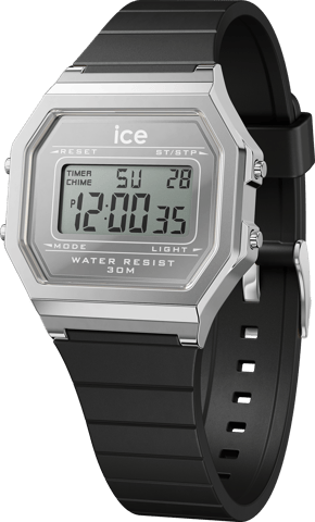 Ice Watch Ice Digit Retro - Metal Silver Mirror - Black Women's Black Watch 022735