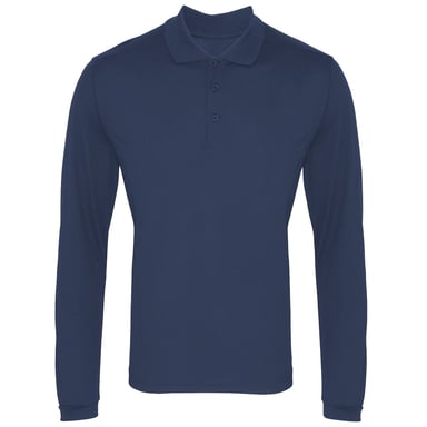 Premier Mens Long Sleeve Coolchecker Pique Polo Shirt (Navy)