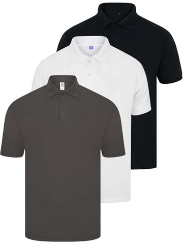 Kruze | Camisetas Polo para Hombre (Paquete de 3) - NEG/GRI/BLN