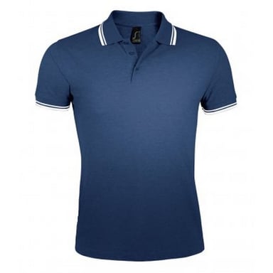SOLS Mens Pasadena Tipped Short Sleeve Pique Polo Shirt (French Navy/White)