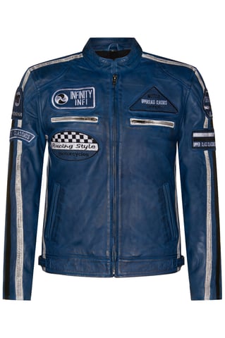 Chaqueta de motociclista de carreras de cuero con cremallera