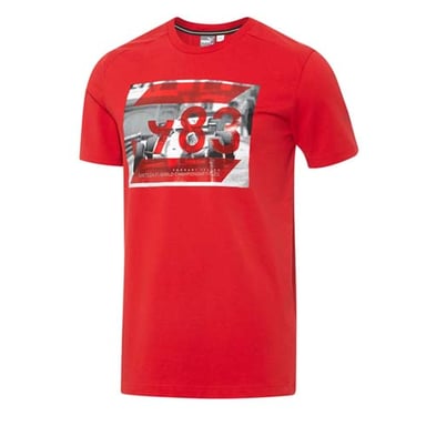 PUMA SF FERRARI Camiseta gráfica para hombre logotipo rojo Top 570679 02