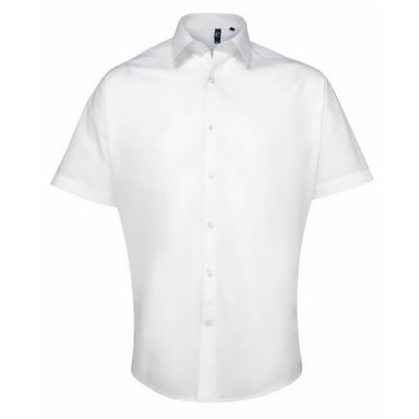 Premier Mens Supreme Poplin Short-Sleeved Shirt (White)