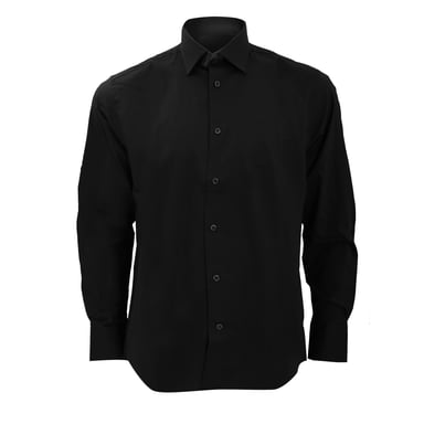Russell Collection Mens Long Sleeve Easy Care Fitted Shirt (Black)