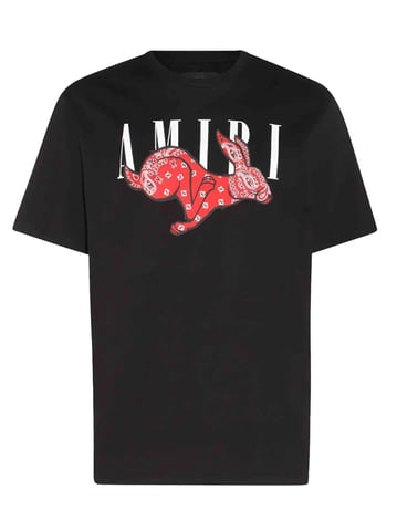 Amiri CNY Bandana Camiseta con estampado de conejo en negro