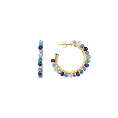 Pendientes Luxenter, Aiel Cristal Azul Oscuro acabado en Oro amarillo de 18 quilates