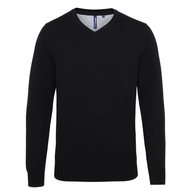 Asquith & Fox Mens Cotton Rich V-Neck Sweater (Black)