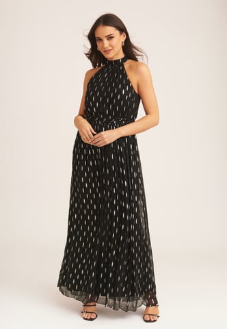 Vestido largo con cuello halter en jacquard