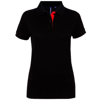 Asquith & Fox Womens/Ladies Short Sleeve Contrast Polo Shirt (Black/ Red)