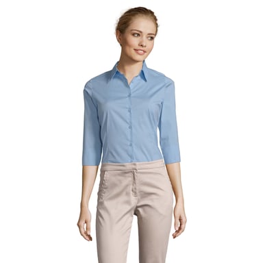 SOLS Womens/Ladies Stretch 3/4 Sleeve Blouse (Bright Sky)