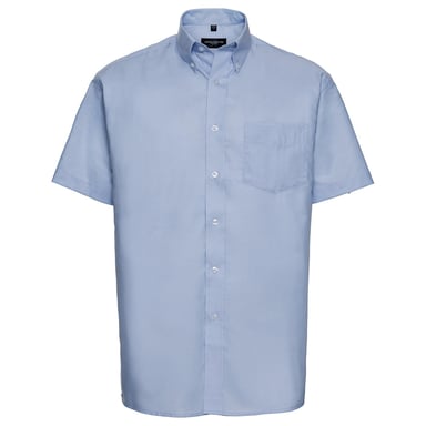 Russell Collection Mens Oxford Easy-Care Short-Sleeved Shirt (Oxford Blue)
