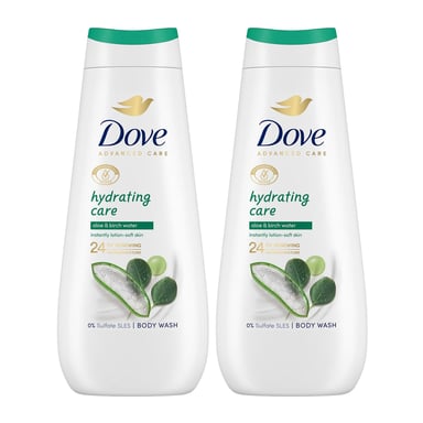 Dove Advanced Care Body Wash Hydrating Care 24H Renewing Micromoisture, 2x400ml