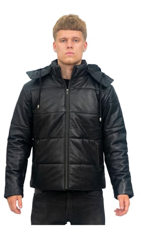 Chaqueta bomber de cuero acolchada para hombre - Augsburg