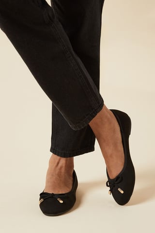 Wide Fit Peaches Bow Detail Ballet Pumps