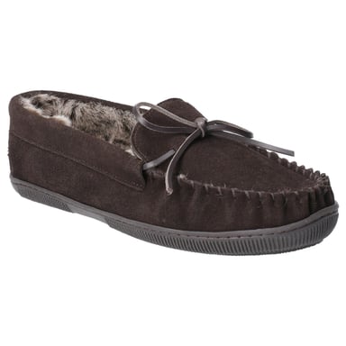 Hush Puppies Mens Ace Slip On Leather Slipper (Chocolate)
