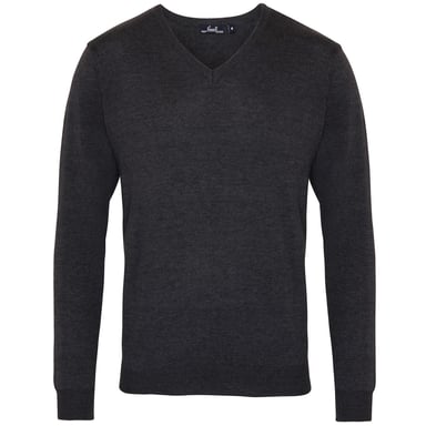 Premier Mens V-Neck Knitted Sweater (Charcoal)