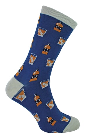 Mr Heron - Bamboo Funny Whiskey Patterned Dress Socks - Whiksy (Navy)