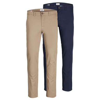 JACK&JONES Men's Multi-Pack Pants, Marco Paspel Pockets Low Rise Chinos, 2 Pack