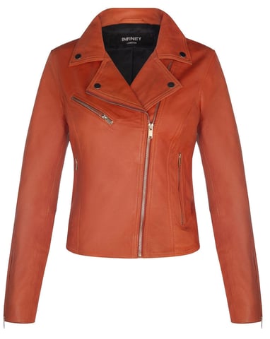 Chaqueta de motociclista clásica de cuero Brando para mujer - Loughton