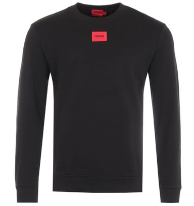 HUGO Logo Patch Sustainable Crew Neck Sweatshirt - Black