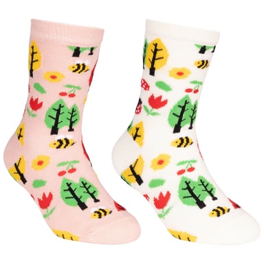 Trespass Childrens/Kids Garden Socks (Pack of 2) (Cream/Light Pink)
