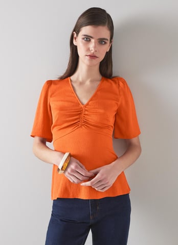 LK Bennett Gabbi Woven Tops, Orange