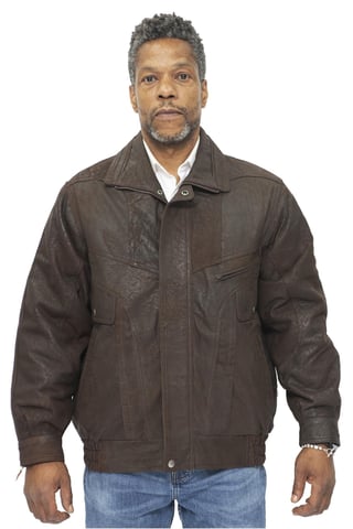 Chaqueta de cuero estilo aviador Harrington clásica para hombre - Minsk