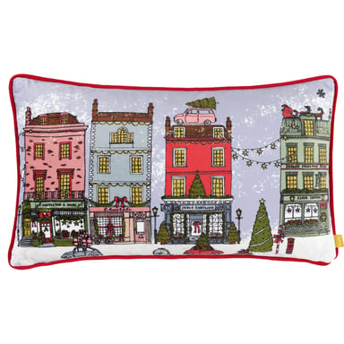 furn. Funda de Cojín de Terciopelo con Ribete 'Espíritu Navideño'