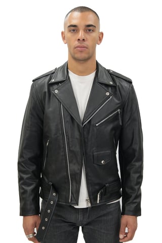 Chaqueta Brando de piel de vaca negra para hombre - Venice