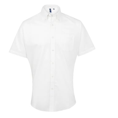 Premier Mens Signature Oxford Short Sleeve Work Shirt (White)