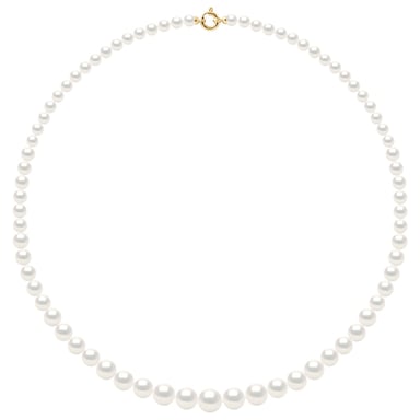 Necklace Row Princess falling - Real Cultured Freshwater Pearls Round from 12 to 6 mm