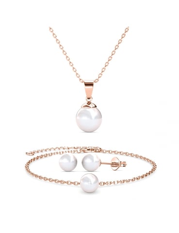 Conjuntos trío de nácar - Oro rosa y cristal