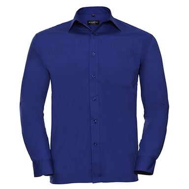 Russell Collection Mens Classic Polycotton Long-Sleeved Shirt (Bright Royal)