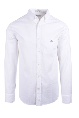 Gant Reg Cotton Linen Long Sleeve Shirt White