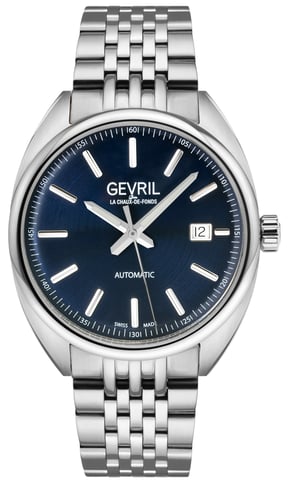 Gevril Five Points 48701 Reloj automático de fabricación suiza Sellita SW200 de acero inoxidable con fecha luminosa para hombre