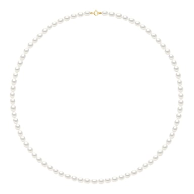 Necklace of Real Cultured Freshwater Pearls Grain of Rice and White 4-5 mm