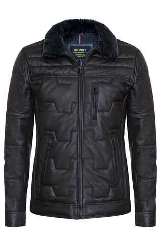 Chaqueta de motociclista acolchada de cuero para hombre - Guayaquil