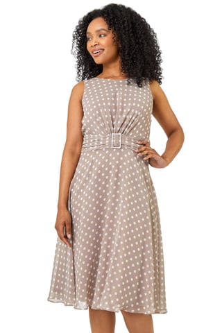 Petite Spot Print Buckle Detail Dress