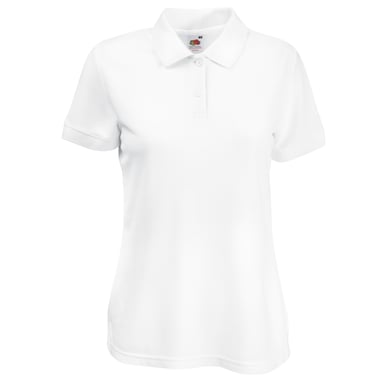 Fruit Of The Loom Womens Lady-Fit 65/35 Short Sleeve Polo Shirt (White)
