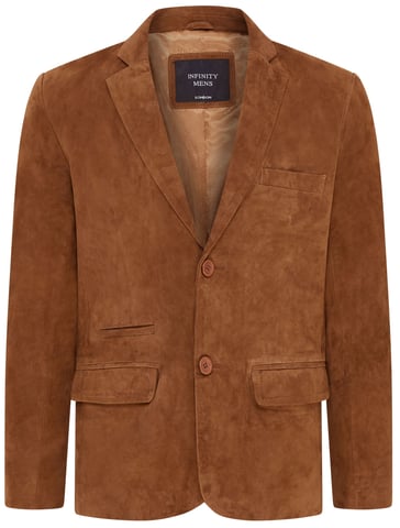 Chaqueta estilo blazer italiana de ante de cabra entallada color canela para hombre - Somero