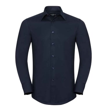 Russell Collection Mens Oxford Tailored Long-Sleeved Formal Shirt (Bright Navy)
