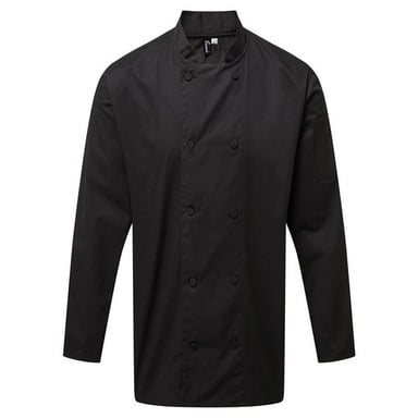 Premier Mens Coolchecker Long-Sleeved Chef Jacket (Black)