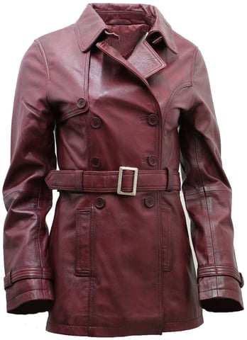 Gabardina de cuero de longitud media para mujer -Oakham